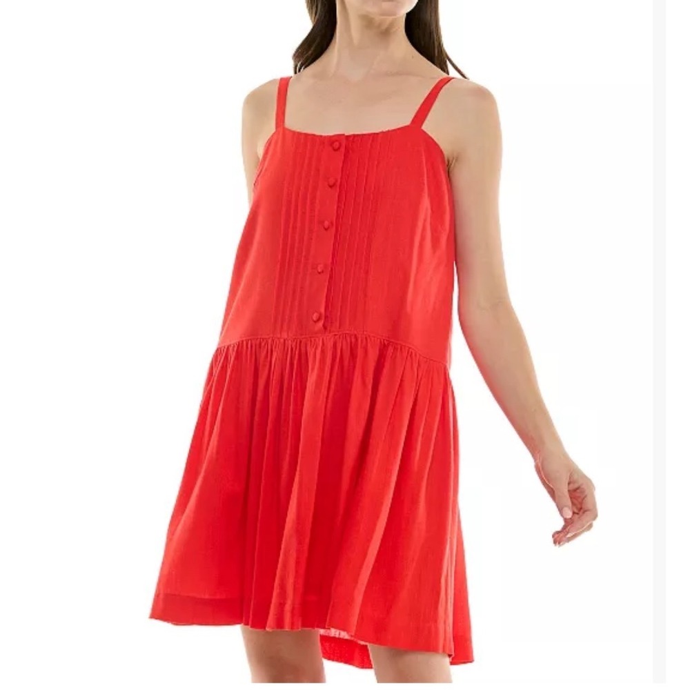 Taylor Mini Dress Women 2P NWT Red Pintuck Pleated Adjustable Straps
